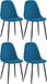 CLP Napier Set van 4 eetkamerstoelen - Modern Design - Zonder armleuning - Metalen Onderstel - Comfortabele Rugleuning - Max.150 kg - Stof/blauw