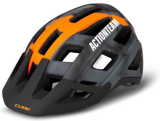 CUBE Badger X Actionteam Fietshelm - Zwart/Oranje - Maat M (56-59 cm)