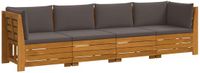 vidaXL 4-delige Buitenbank Set Massief Acacia Hout Donkergrijs