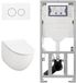 QeramiQ Salina 2.0 Toiletset - Inbouwreservoir met Geberit UP320 spoelmechanisme - softclose toiletzitting - glans wit bedieningsplaat - ronde knoppen - blanc brillant