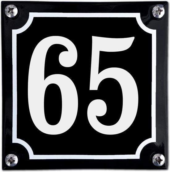 EmailleDesign® Zwart emaille huisnummer - 65