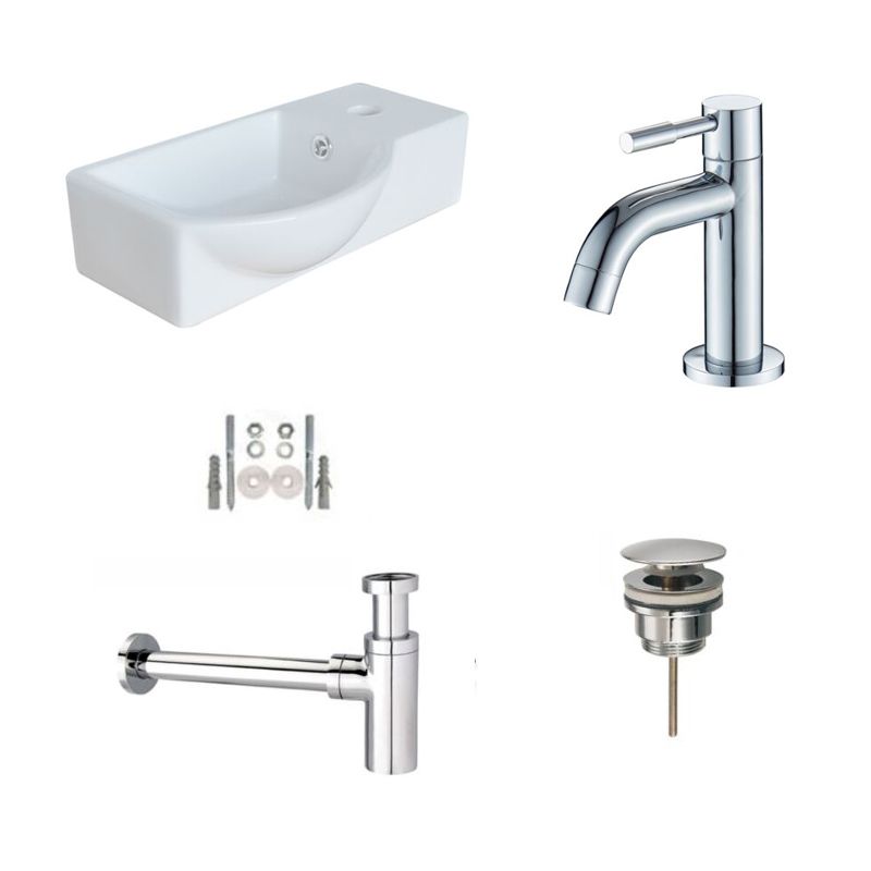 Badkamerplanet Keramische Fonteinset Bari 40x22x12 cm met Kraan en Accessoires