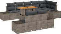 vidaXL Tuinbank - Set - 9 - st - Grijs - Poly - rattan