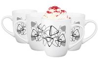 Glasmark Krosno Set van 4 koffiekopjes van porselein met handvat, wit, 300 ml