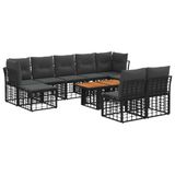 vidaXL Tuinbank Set 10 st Zwart en Donkergrijs poly rattan
