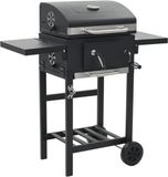 vidaXL Houtskoolbarbecue met onderplank zwart