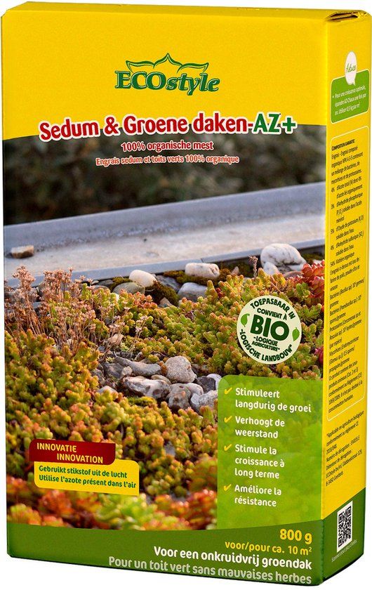 ECOstyle Sedum & Groene Daken-AZ - Onkruidvrij & Groen Dak - Betere Opname van Voedingsstoffen - 120 Dagen Voeding - 20 m2 - 1600 GR