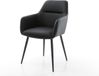 Pejo-Flex Fauteuil rembourré 4 pieds conique noir cuir véritable noir ressorts ensachés noyau