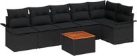 vidaXL Tuinbank Set 7-delig Zwart Polyrattan