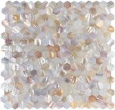 BES LED Zelfklevende Mozaïek Tegel - Afimera Mother of Pearl Hexagon Shell Tiles - Wit - 305x305x3.3mm