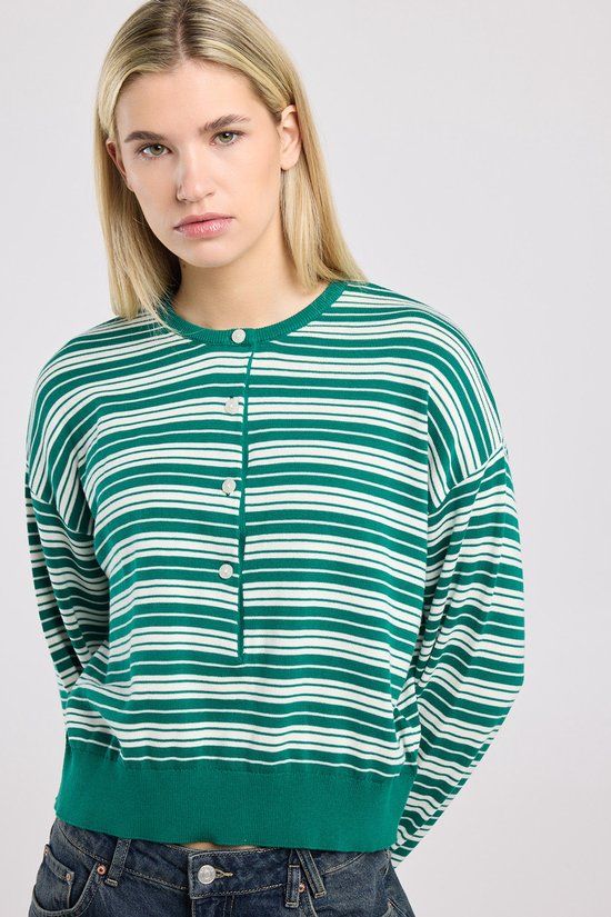 America Today Gestreepte Sweater Kaela Groen Katoen XS