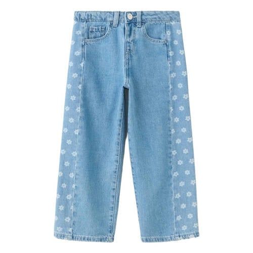 Mango Kids wide leg gebloemde jeans - lichtblauw
