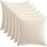 vidaXL - Kussensloop - 6 stuks - HEERLEN - Crèmekleurig - 30 x 30 cm - Katoensatijn