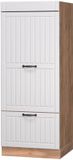Vicco Hoge kast Fame-Line, Wit landelijk/Goudkleurig Eiken, 60 cm