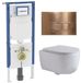 Geberit QeramiQ Dely Swirl Toiletset - 36.3x51.7cm - Geberit UP720 Duofix Sigma inbouwreservoir - slim zitting - bedieningsplaat koper - rechthoekige knoppen - glans wit