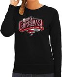 Bellatio Decorations Merry Christmas Kersttrui sweater - voor dames - zwart - Kerstdiner kleding / Christmas outfit XS