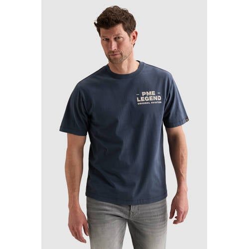 PME Legend regular fit T-shirt met backprint - donkerblauw