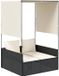 vidaXL Ligbed tweepersoons avec toit et rideau poly rattan noir