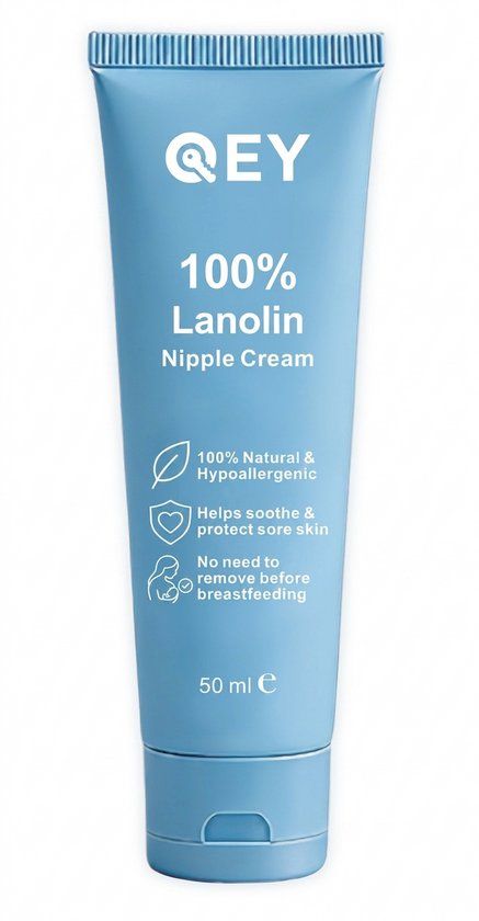 QEY Lanoline Tepelcrème - 100% Natuurlijk - Tegen Tepelkloven & Gevoelige Tepels - 50 ml