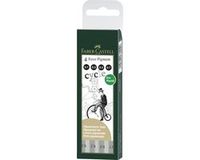 Faber-Castell Ecco Pigment Fineliners - 4-delig etui - 0,1mm / 0,3mm / 0,5mm / 0,7mm - Zwart