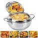 Merkloos Fritel Frituurpan - Japanse stijl - Roestvrij staal - Thermometer en deksel - 20 cm
