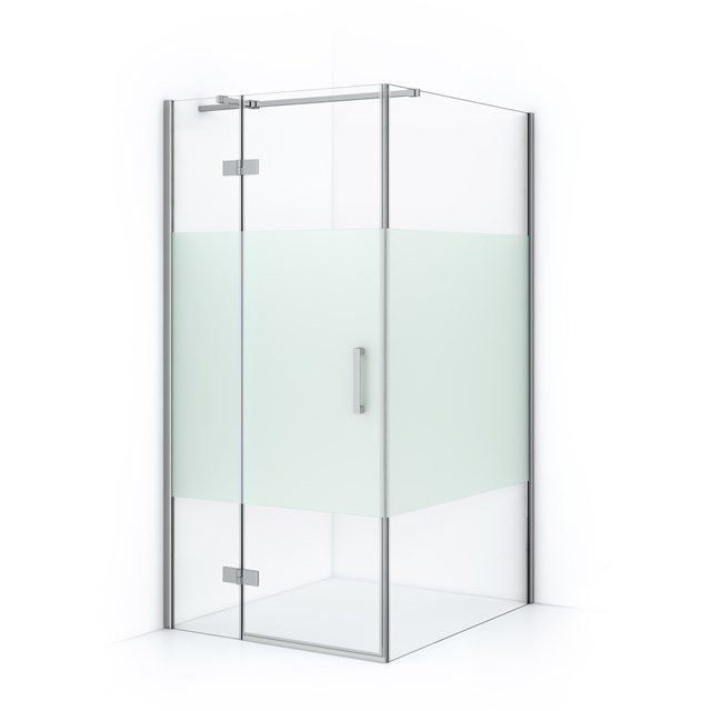 Maxaro Douchecabine Diamond 110x90cm 8mm Helder Veiligheidsglas met Matte Strook Chroom