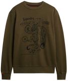 Superdry Tokyo Narrative sweatshirt met losse pasvorm Heren Truien M Dark Olive Katoen