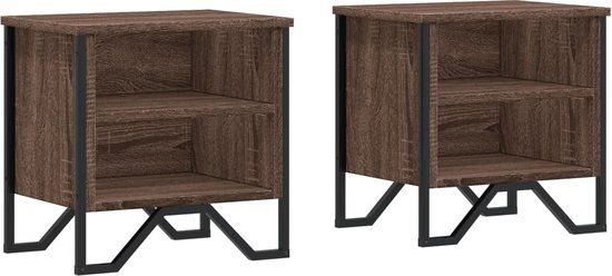 vidaXL Nachtkastjes 2 stuks 40x30x40 cm bewerkt hout bruin eikenkleurig
