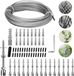 Allecta - Aide à l'escalade en acier inoxydable pour plantes grimpantes, avec supports muraux et câble en acier pour jardin - mur - béton - clôture - bois massif - 16 supports, 24 m de corde.