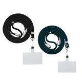 WE Set van 2 universele pads: halsband, zwart + groen, 2 transparante pads – met haken – compatibel met alle smartphone-beschermhoezen – verstelbaar – Movible