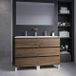 Saniclass Chaci PLUS Badkamermeubelset - 120x86x46cm - keramische wastafel wit - 2 wasbakken - 2 kraangaten - 6 lades - rechthoekige spiegel - noten (hout)