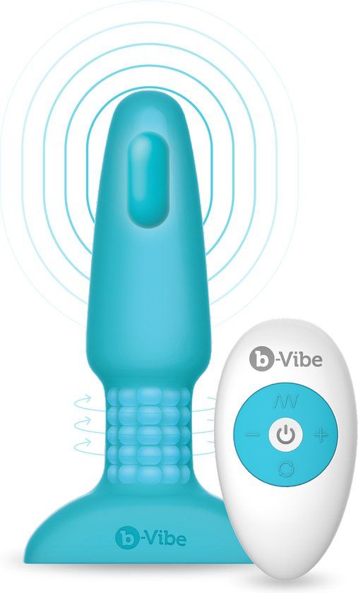 B-Vibe Rimming Remote Control Plug Blauw - 4890808177846