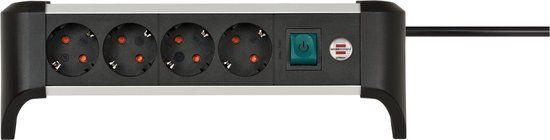 Brennenstuhl Alu-Office-Line Stekkerdoos - 4-voudig - 1.8 m - Zilver/Zwart