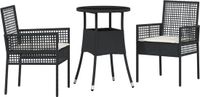 vidaXL Tuinset, 3-delig, zwart, polyrotan