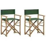 VidaXL Regisseursstoelen 2 stuks Bamboe Polyester Groen Inklapbaar