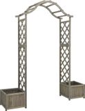 vidaXL Pergola met plantenbak massief vurenhout grijs