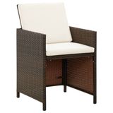 VidaXL 9-delige Tuinset met Kussens Poly Rattan Bruin