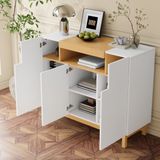 STILVORA Dressoir - Minimalistisch Opbergmeubel Met 3 Deuren En Open Vak - Voor Woonkamer En Eetkamer - Spaanplaat - Wit - 120,5x42x96 Cm