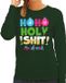 Bellatio Decorations Foute Kersttrui/sweater voor dames - hohoholy shit - dronken - groen - hilarisch XXL