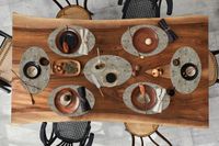 Merkloos Ovale placemats - Graniet print - 8 stuks