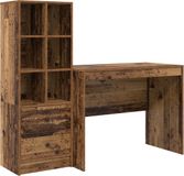 vidaXL Bureau met opbergruimte antiek hout bewerkt hout