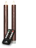 Annas Collection Dinerkaars rustiek wax bewegende vlam 23 cm brons 2 stuks