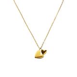 Lucardi Dames Stalen goldplated ketting met hanger hart voor dames - Ketting - Staal - Goudkleurig - 47 cm