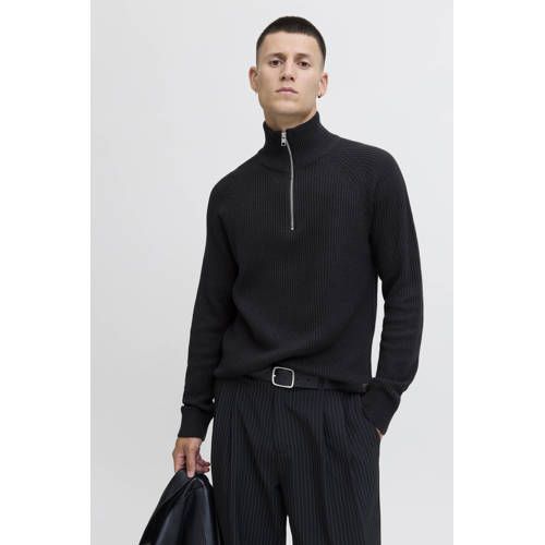 Jack & Jones Trui Jjpannel Knit Half Zip Aw25 12278919 Black Mannen Maat - M