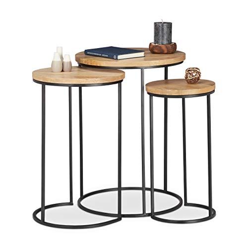 Relaxdays Bijzettafel glas doorzichtig ZILVER - ronde koffietafel