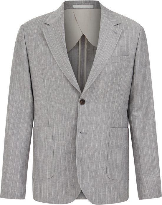WE Fashion Heren slim fit blazer van linnenmix met krijtstreep