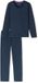 SCHIESSER Pyjama lang Dames Effen Lange mouw 100% Katoen deep blue Maat 50