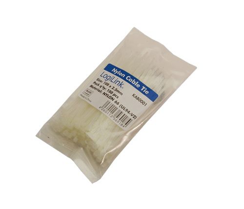 LogiLink KAB0001 kabelbinder Nylon Wit