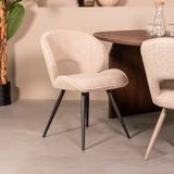LABEL51 Sakura Eetkamerstoel - Naturel - Royal Stof - Zwart Metaal