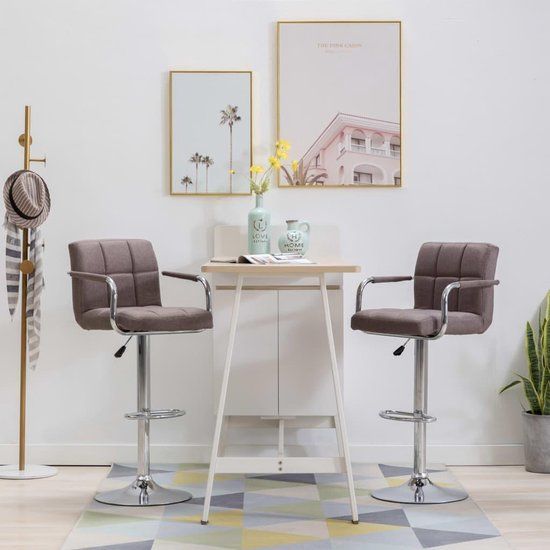 vidaXL Barstoelen 2 stuks stof taupe